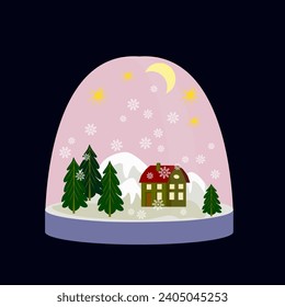 Vector - starry sky in a glass globe, illustration.
