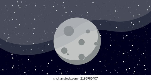 vector starry sky with moon. open space with many stars. the universe against the backdrop of the moon.