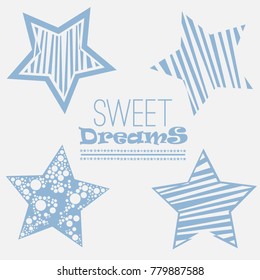 vector stars airy blue color for you design. for greeting card, gift, holiday, jerseys, pajamas, vector winter background.