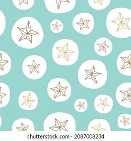 vector stars allover turquoise seamless pattern background