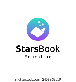 Vector stars book, reading logo design concept, creative education logo design template