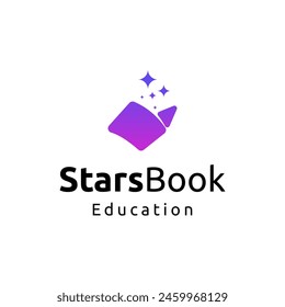 libro de estrellas de Vector, concepto de diseño de logotipo de lectura, Plantilla de diseño de logotipo de educación creativa