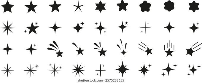 Vector Stars Bright Sparkle Stars and Shooting Stars for all graphic projects