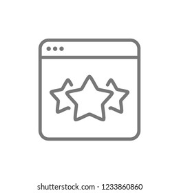 Vector stars in browser, best choice website, feedback line icon. Symbol and sign illustration design. Isolated on white background