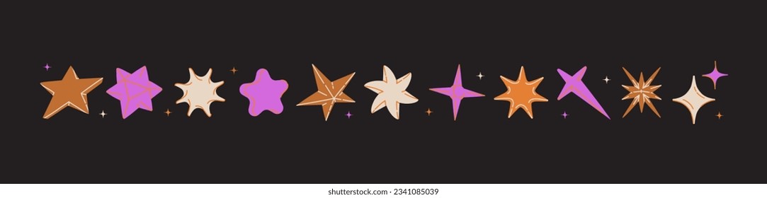 Vector Stars Bundle: An enchanting collection of high-quality vector graphics featuring celestial stars in various styles and colors. Elevate your designs with these sparkling elements. Items isolated