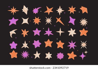Vector Stars Bundle: A stunning collection of purple-themed vector stars, perfect for adding a touch of celestial beauty to your designs. Illuminate your projects with these dazzling isolated items