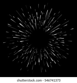 Vector stars burst frame on dark background. Sun burst rays for retro style design. Hyperspace bursting rays concept.