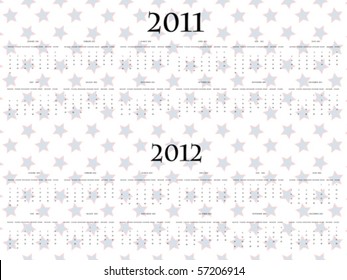 vector stars calendar for 2011 and 2012, abstract vector art illustration