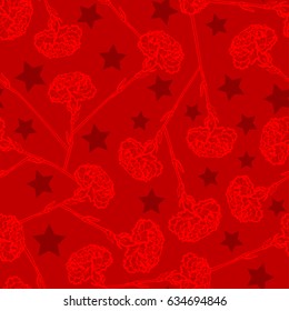 Vector stars and carnations background, holiday 23 february pattern and 9 may victory day. Eps-8.