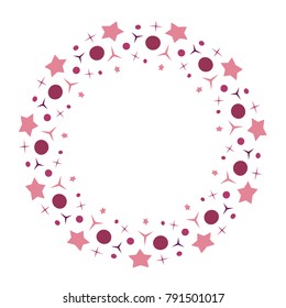 Vector stars and circles wreath. Stars frame for greeting, invitation cards design.
