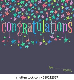 Vector stars confeti garland congratulations card background template 