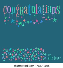 Vector stars confeti garland congratulations card background template