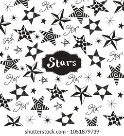 Vector Stars doodle seamless pattern