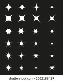 Vector stars and flares. Set of different flares