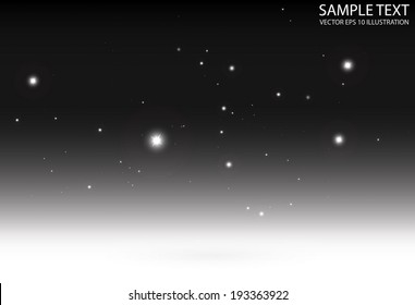 Vector stars and flares in space background illustration - Sparkles and glitters vector background illustration