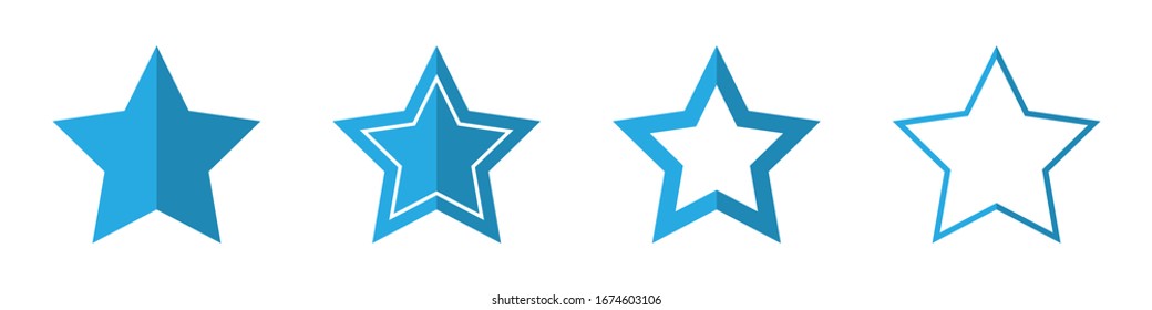 Vector Stars in flat style. Set of Star icons isolated. Blue Star icons. Vector illustration.