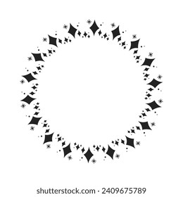 Vector stars frame. circle shapes with stardust round stars.