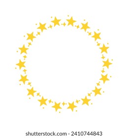 Vector stars frame. circle shapes with stardust round stars.