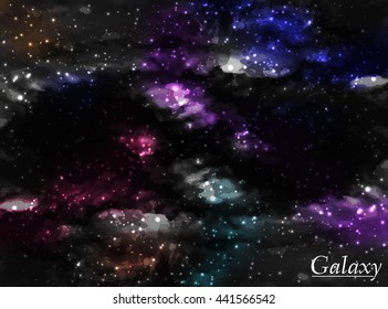 Vector Stars and galaxy space sky night with stars background. Elements of this image furnished by NASA. Colorful space nebula