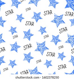 Vector Stars Geometric Seamless Pattern . Abstract wallpaper with grunge shapes. black stars on white background