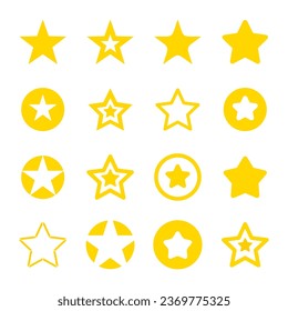 Vector stars icon set in flat yellow style