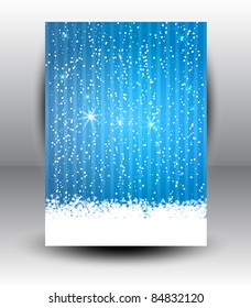 Vector stars illustration. Night blue sky and snow