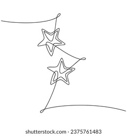 Estrellas vectoriales alinean el dibujo continuo. Icono lineal abstracto. Ilustración mínima a mano, diseño gráfico, impresión, banner, tarjeta, afiche, signo, símbolo, logotipo, adorno navideño, decoración navideña.