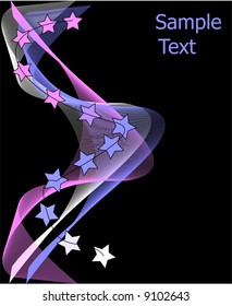 Vector Stars On Wavy Line Art