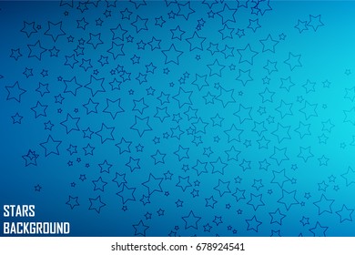 Vector stars from the outlines on a colored background. Christmas illustration for greeting cards.