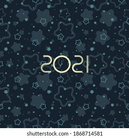 Vector stars pattern with 2021 lettering. Template for design winter cards and invitation.