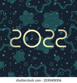 Vector stars pattern with 2022 lettering. Template for calendar,  winter cards and holiday invitation.