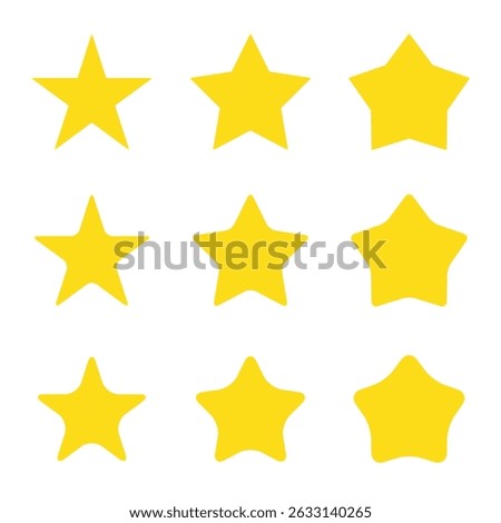 Vector Stars Pentagram 5 pointed with various curvatures
