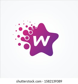Vector stars pixel for technology symbol letter W design minimalist. W letter for your best business symbol. Vector illustration EPS.8 EPS.10
