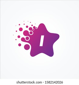 Vector stars pixel for technology symbol letter I design minimalist. I letter for your best business symbol. Vector illustration EPS.8 EPS.10