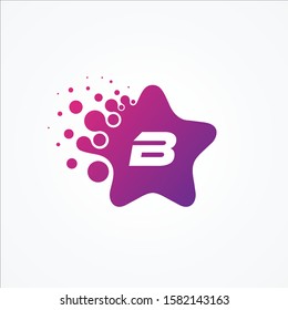 Vector stars pixel for technology symbol letter B design minimalist. B letter for your best business symbol. Vector illustration EPS.8 EPS.10