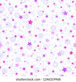 vector stars and snowflakes. winter sky seamless pattern. white vector background; textile paint. repetitive background. fabric swatch. wrapping paper