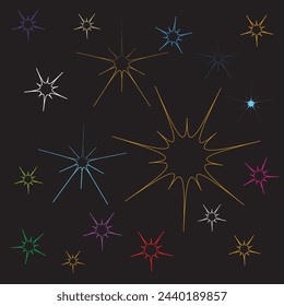 Vector Stars Sparkled Background a black background with stars and a sun in the middle