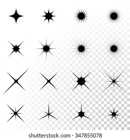 Vector stars sparkles set on transparent background