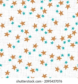 Las estrellas vectoriales rompen doodle sin fisuras con fondo de lienzo. Perfecto para proyectos de tela, scrapbooking y fondo de pantalla.