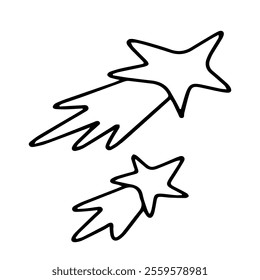 Vector stars. Two doodle stars, comets in space