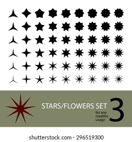 Vector stars/flowers set, for any creative use. No. 3.