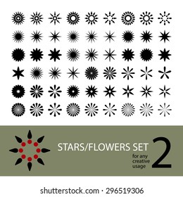 Vector stars/flowers set, for any creative use. No. 2.