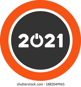 Vector start 2021 round button illustration. An isolated illustration on a white background.