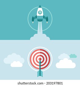 Vector start up concepts on horizontal banners in flat style