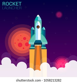 vector startup illustration rocket ship launch 
