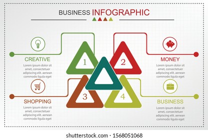 Vector startup info graphics, diagram chart, graph and presentation. Business report, parts, steps processes. Puzzle, circles, target, pyramid, map and timeline vectors