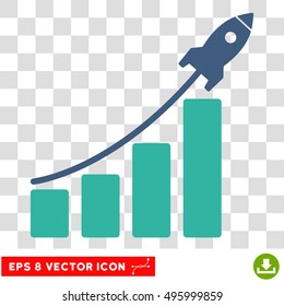 Vector Startup Sales EPS vector pictogram. Illustration style is flat iconic bicolor cobalt and cyan symbol on a transparent background.