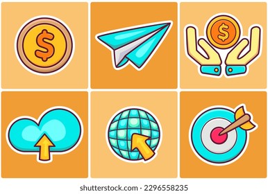 Vektor Startup-Aufkleber-Symbole Doodle-Färbung