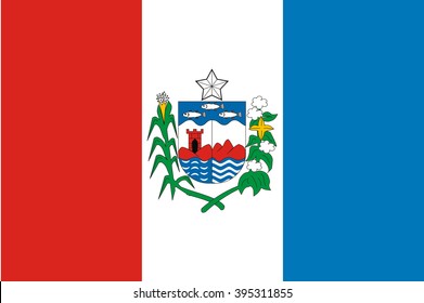 Vector state flag of Alagoas in Brazil. Original and simple Alagoas flag isolated vector in official colors and proportion correctly