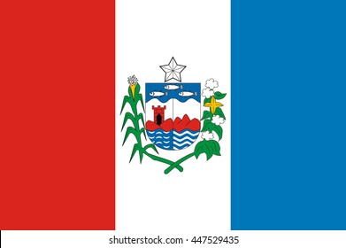 Vector state flag of Alagoas in Brazil. Original and simple Alagoas flag isolated vector in official colors and proportion correctly